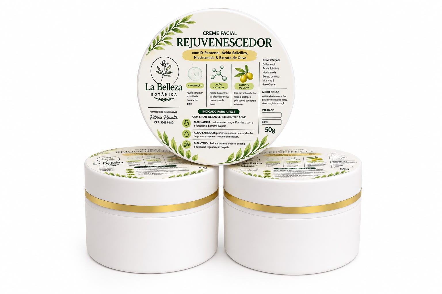 Creme rejuvenescedor com Niacinamida e Extrato de Oliva