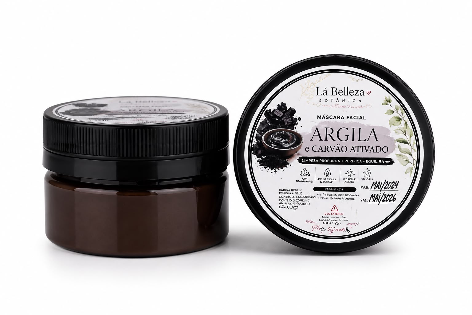 Máscara facial de Argila e Carvão Ativado